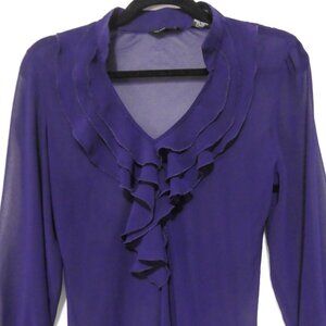 NEW YORK COMPANY | size 8 | Elegant Purple Ruffled V-Neck Blouse